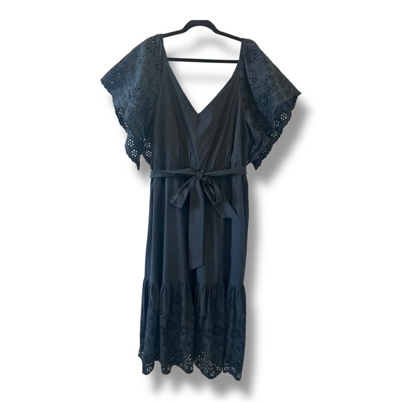 Eloquii Plus Size Black Tiered Maxi Dress with Eyelett Detail - Picture 2 of 5